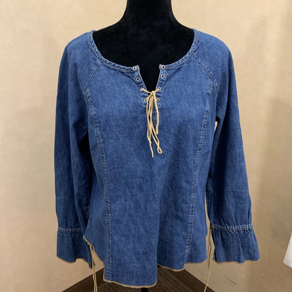 French Kuff denim tie shirt